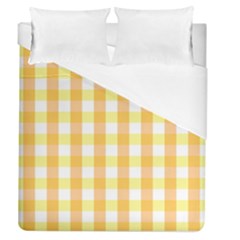 Gingham Duo Orange On Yellow Duvet Cover (queen Size) by retrotoomoderndesigns