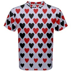 Red & White Hearts- Lilac Blue Men s Cotton Tee by WensdaiAmbrose