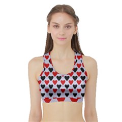 Red & White Hearts- Lilac Blue Sports Bra With Border by WensdaiAmbrose