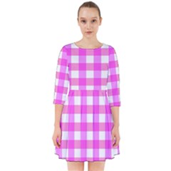 Gingham Duo Fuschia On Pink Smock Dress by retrotoomoderndesigns