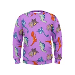 Dinosaurs - Violet Kids  Sweatshirt by WensdaiAmbrose