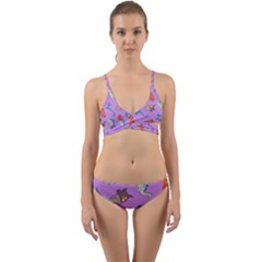 Dinosaurs - Violet Wrap Around Bikini Set by WensdaiAmbrose