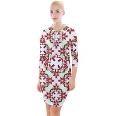 Christmas Wallpaper Background Quarter Sleeve Hood Bodycon Dress by Pakrebo