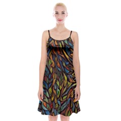 Stained Glass Window Glass Colorful Spaghetti Strap Velvet Dress by Pakrebo