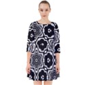 Black White Abstract Flower Smock Dress View1