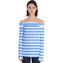 Blue Stripes Off Shoulder Long Sleeve Top View1