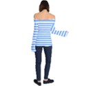 Blue Stripes Off Shoulder Long Sleeve Top View2