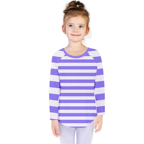 Lilac Purple Stripes Kids  Long Sleeve Tee by snowwhitegirl