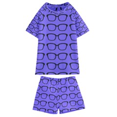 Nerdy Glasses Purple Kids  Swim Tee And Shorts Set by snowwhitegirl