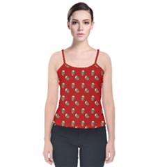 Skull Red Pattern Velvet Spaghetti Strap Top by snowwhitegirl