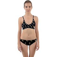 Skull Black Pattern Wrap Around Bikini Set by snowwhitegirl