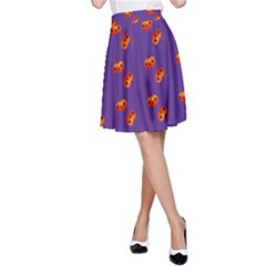 Kawaii Pumpkin Purple A-line Skirt by snowwhitegirl