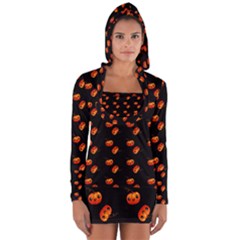 Kawaii Pumpkin Black Long Sleeve Hooded T-shirt by snowwhitegirl