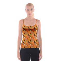 Halloween Treats Pattern Orange Spaghetti Strap Top by snowwhitegirl