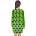 Eyes Green Long Sleeve Chiffon Shift Dress  View2