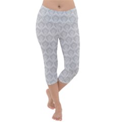 Damask Grey Lightweight Velour Capri Yoga Leggings by snowwhitegirl