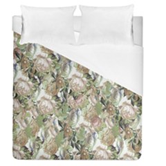 Romantic Beige Flowers Duvet Cover (queen Size) by retrotoomoderndesigns