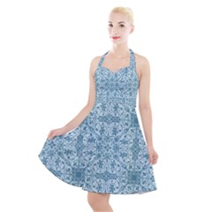 Ornamental Blue Halter Party Swing Dress  by snowwhitegirl