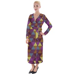 Fall Geometric Pattern Velvet Maxi Wrap Dress by snowwhitegirl