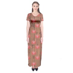 Zen Lotus Wood Wall Short Sleeve Maxi Dress by snowwhitegirl