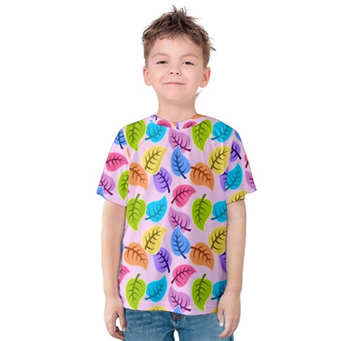 Colorful Leaves Kids  Cotton Tee by snowwhitegirl