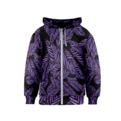 Tropical Leaves Purple Kids  Zipper Hoodie by snowwhitegirl