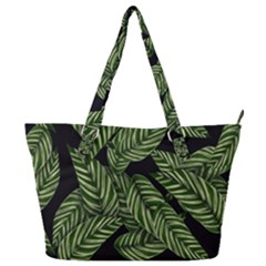 Tropical Leaves On Black Full Print Shoulder Bag by snowwhitegirl