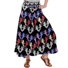 Colorful Cherubs Black Satin Palazzo Pants by snowwhitegirl