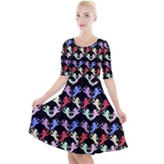 Colorful Cherubs Black Quarter Sleeve A-line Dress by snowwhitegirl