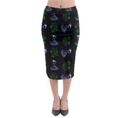 Gothic Girl Rose Black Pattern Midi Pencil Skirt by snowwhitegirl