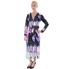 Vintage Girl Abstract Watercolor Velvet Maxi Wrap Dress by snowwhitegirl