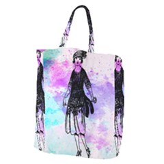 Vintage Girl Abstract Watercolor Giant Grocery Tote by snowwhitegirl