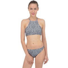 Victorian Paisley Grey Racer Front Bikini Set by snowwhitegirl