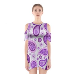 Retro Paisley Purple Shoulder Cutout One Piece Dress by snowwhitegirl