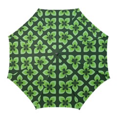 Retro Flower Green Golf Umbrellas by snowwhitegirl