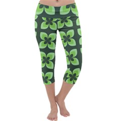 Retro Flower Green Capri Yoga Leggings by snowwhitegirl