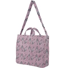 Skeleton Pink Background Square Shoulder Tote Bag by snowwhitegirl