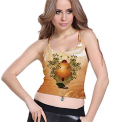 Wonderful Easter Egg With Flowers And Snail Spaghetti Strap Bra Top by FantasyWorld7