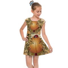 Wonderful Easter Egg With Flowers And Snail Kids  Cap Sleeve Dress by FantasyWorld7