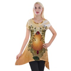 Wonderful Easter Egg With Flowers And Snail Short Sleeve Side Drop Tunic by FantasyWorld7