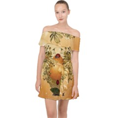 Wonderful Easter Egg With Flowers And Snail Off Shoulder Chiffon Dress by FantasyWorld7