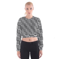 Black And White Basket Weave Cropped Sweatshirt by retrotoomoderndesigns