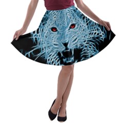 Animals Leopard Fractal Photoshop A-line Skater Skirt by Pakrebo