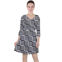 Black And White Basket Weave Ruffle Dress by retrotoomoderndesigns