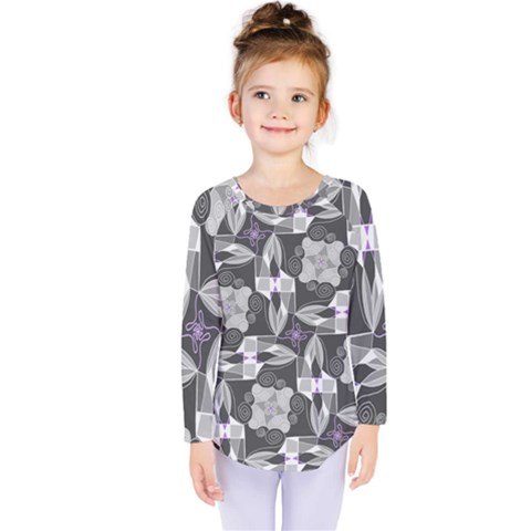 Ornament Pattern Background Kids  Long Sleeve Tee by Pakrebo