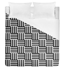 Black And White Basket Weave Duvet Cover (queen Size) by retrotoomoderndesigns