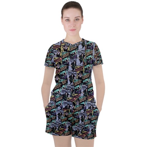 Comic Books Pattern Women s Tee And Shorts Set by snowwhitegirl