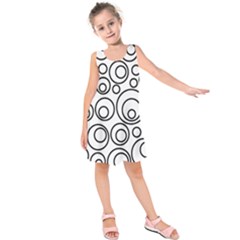 Abstract Black On White Circles Design Kids  Sleeveless Dress by LoolyElzayat