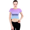 Pink Aqua Dream Crew Neck Crop Top View1