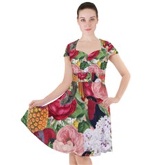 Tropical Bird Floral Cap Sleeve Midi Dress by snowwhitegirl